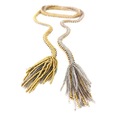 Collar Serpiente Hematitas Dorado y Gris